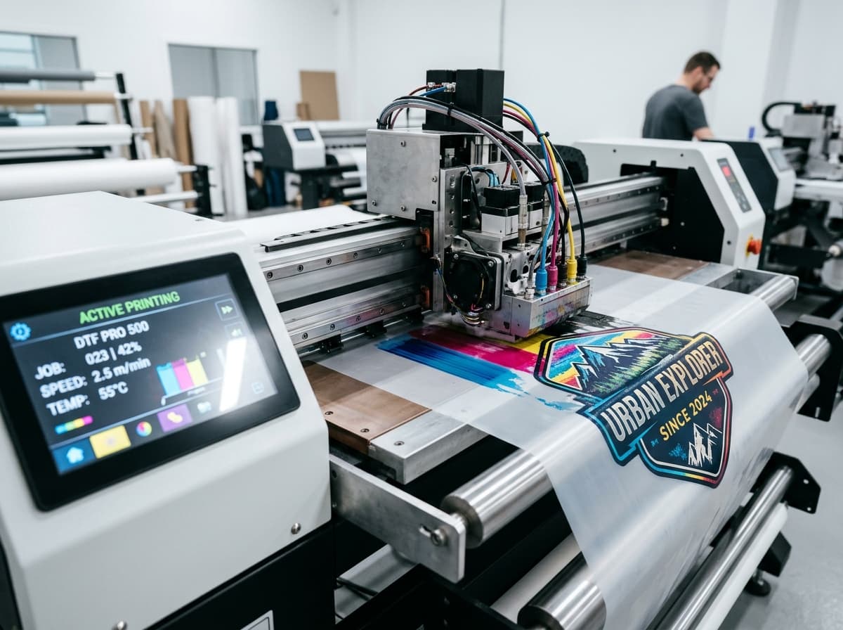 Real apparel printing machine in action